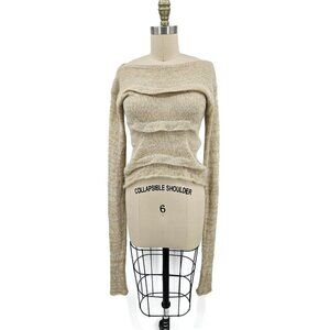 Aida Ley Kid Mohair Pullover Sweater Womens S/M? Ivory Gold Metallic
